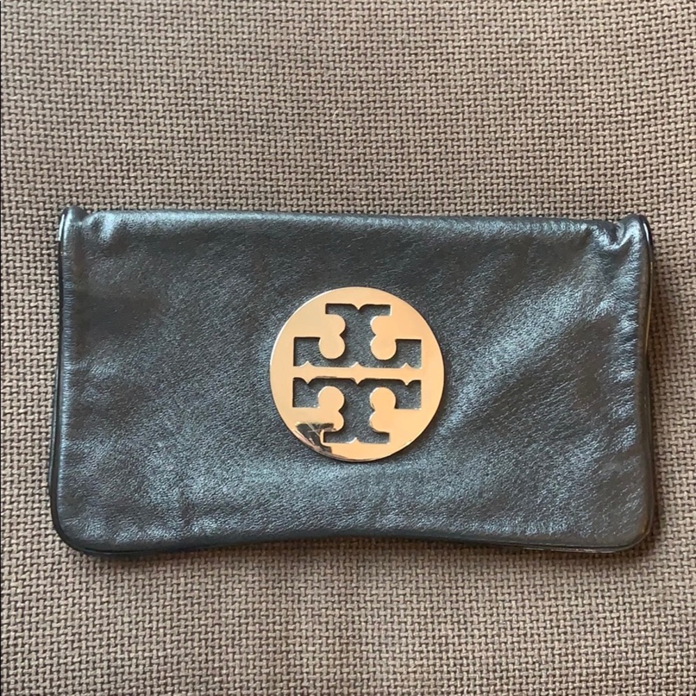 Tory Burch Black pebbled clutch